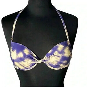 VICTORIA’S SECRET Purple Tan Tie Dye Padded Halter Tie Bikini Top Size 34B